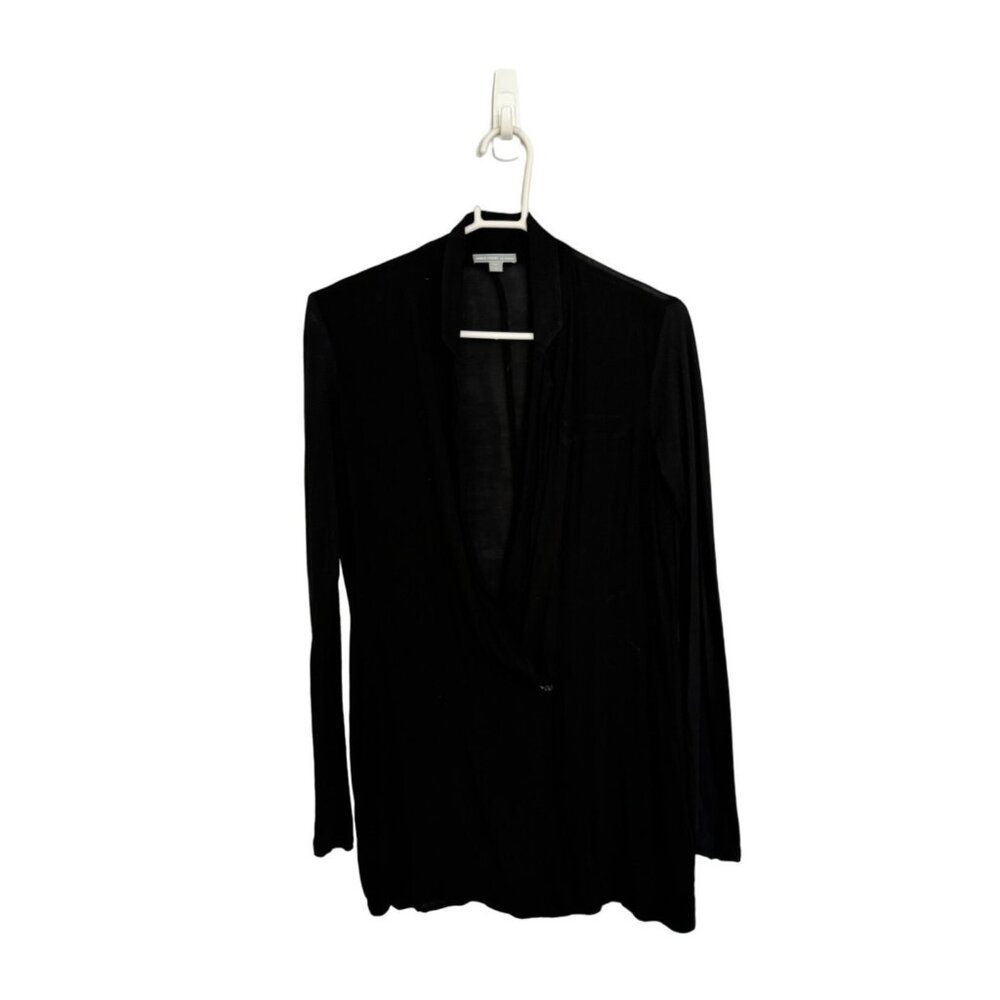 Standard james perse wrap front blouse draped long line deep cut long sleeve 3 L